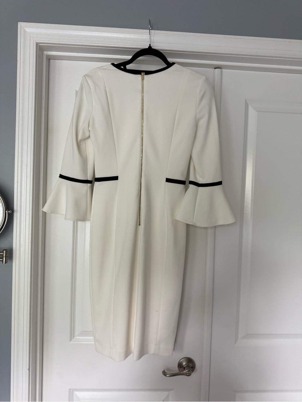 Calvin Klein Cream Mini Dress with Black Trim - Picture 3 of 4